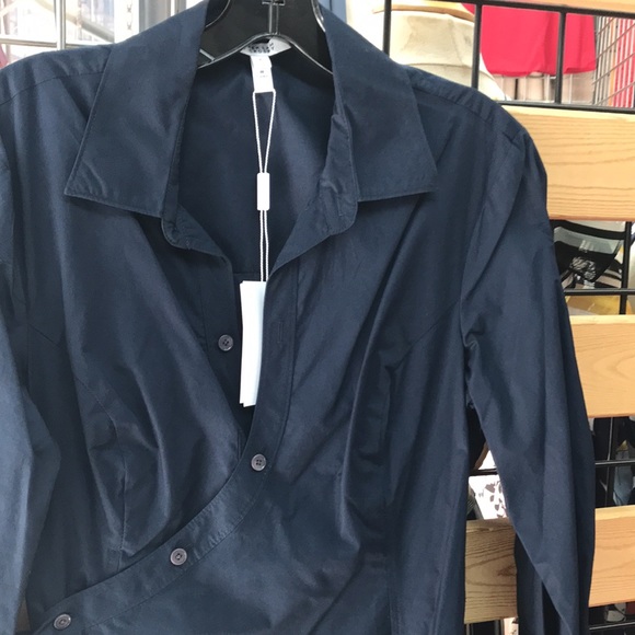 NWT,Derek Lam 10 Crosby
Petra Wrap Shirtdress,navy - Picture 6 of 16